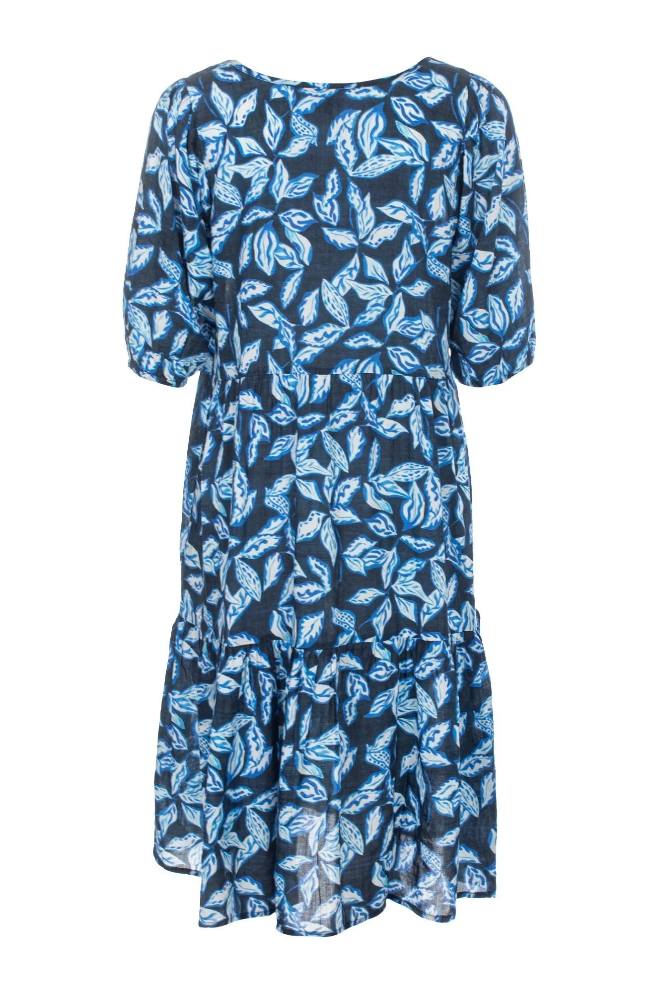 Dress | Navy Leaves | 6533C1 TactileStitching Travel Proof