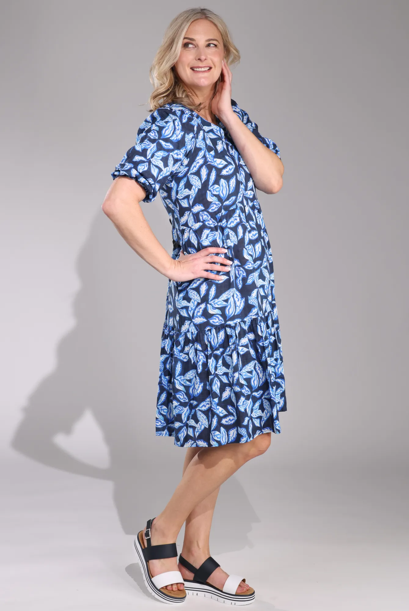 Dress | Navy Leaves | 6533C1 Flex Fit