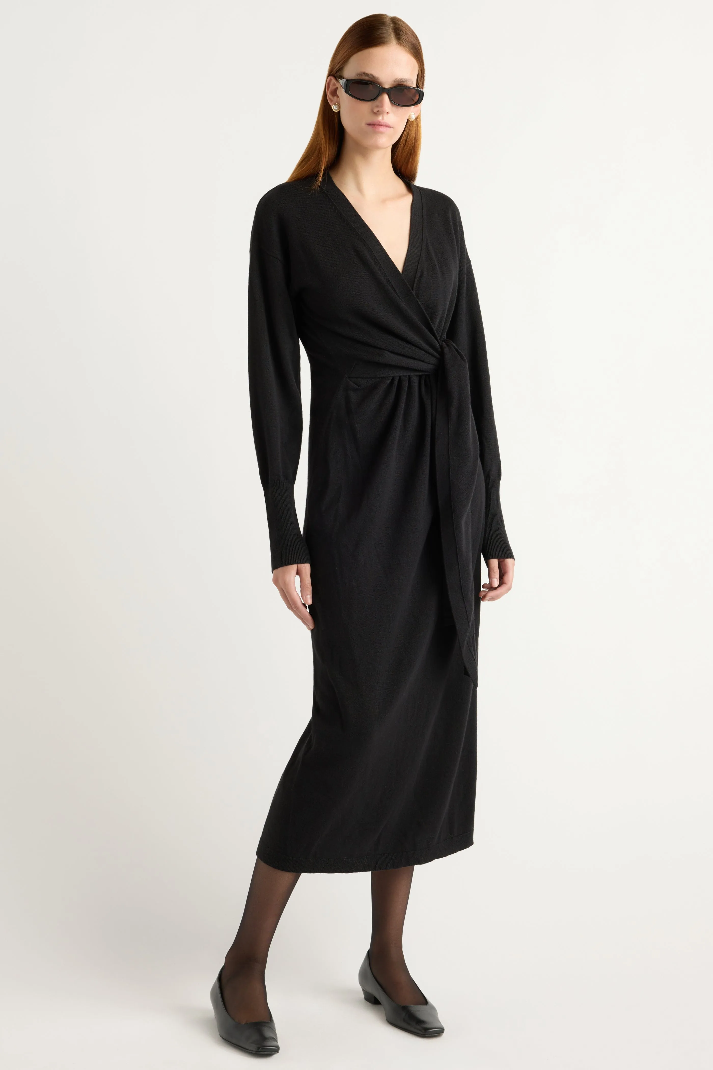 Linden Front-Wrap Sweater Dress Timeless Blazer WrinkleFree Fabric