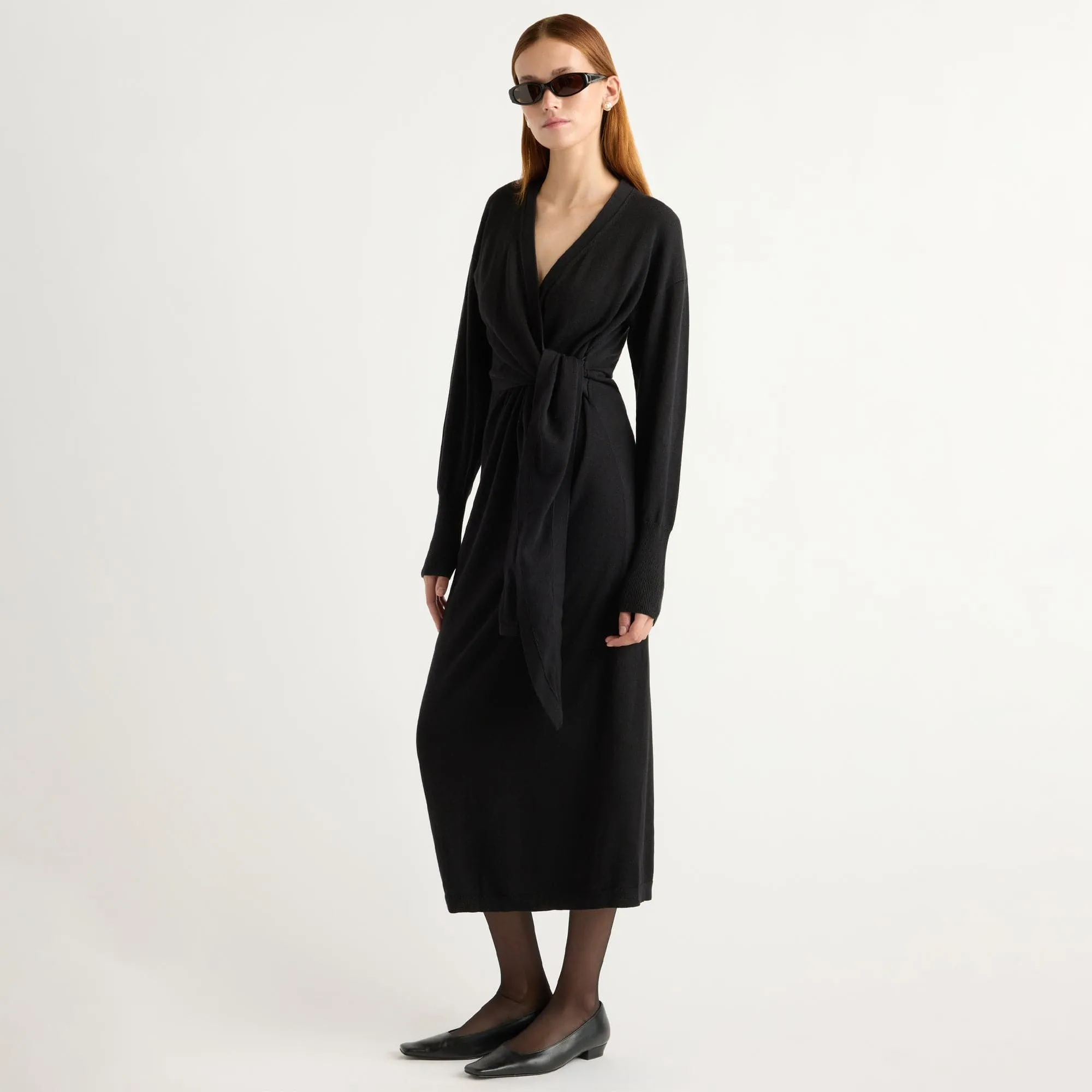 Linden Front-Wrap Sweater Dress AntiSnagFabric