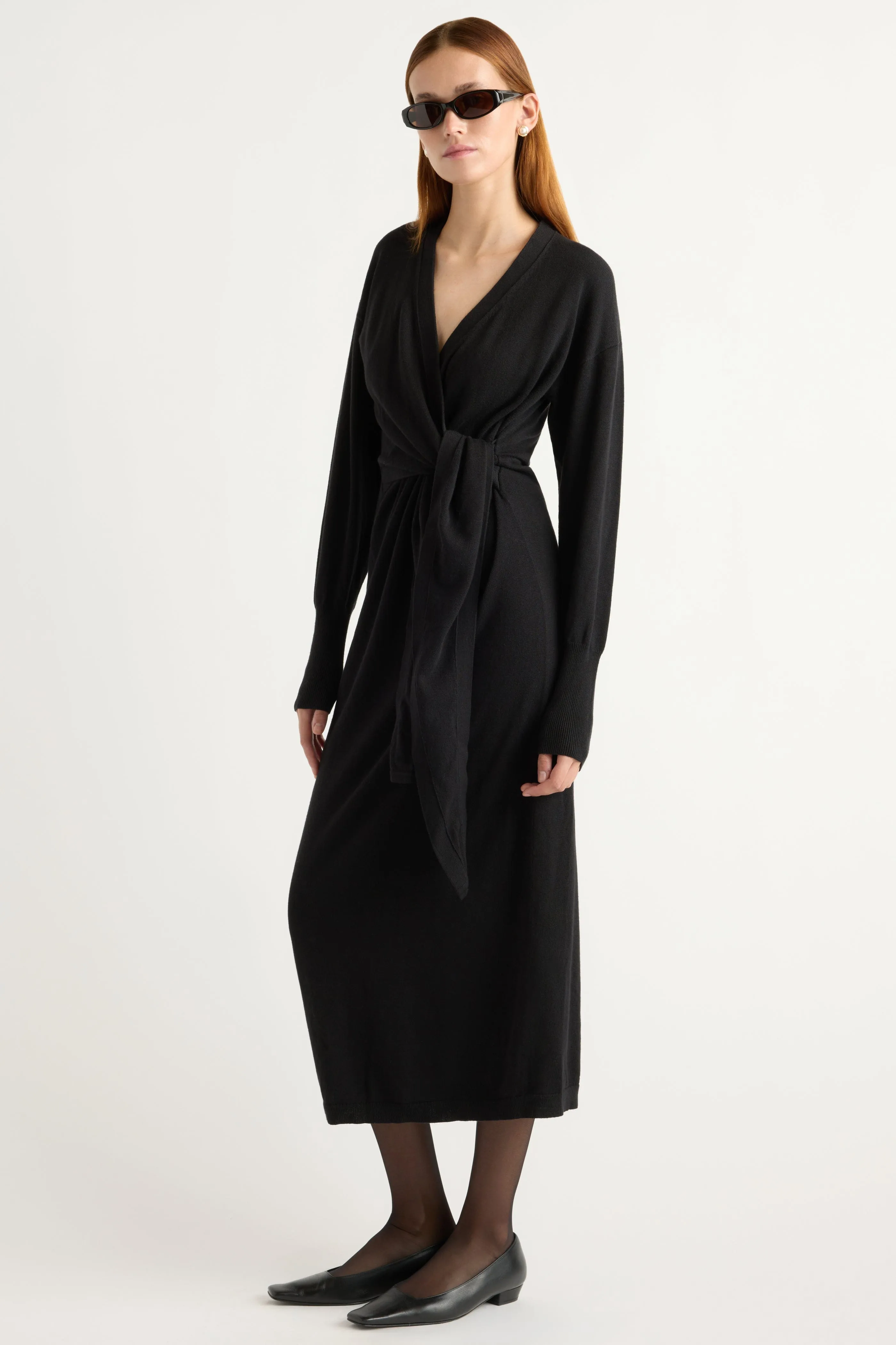 Linden Front-Wrap Sweater Dress Stretch Fabric