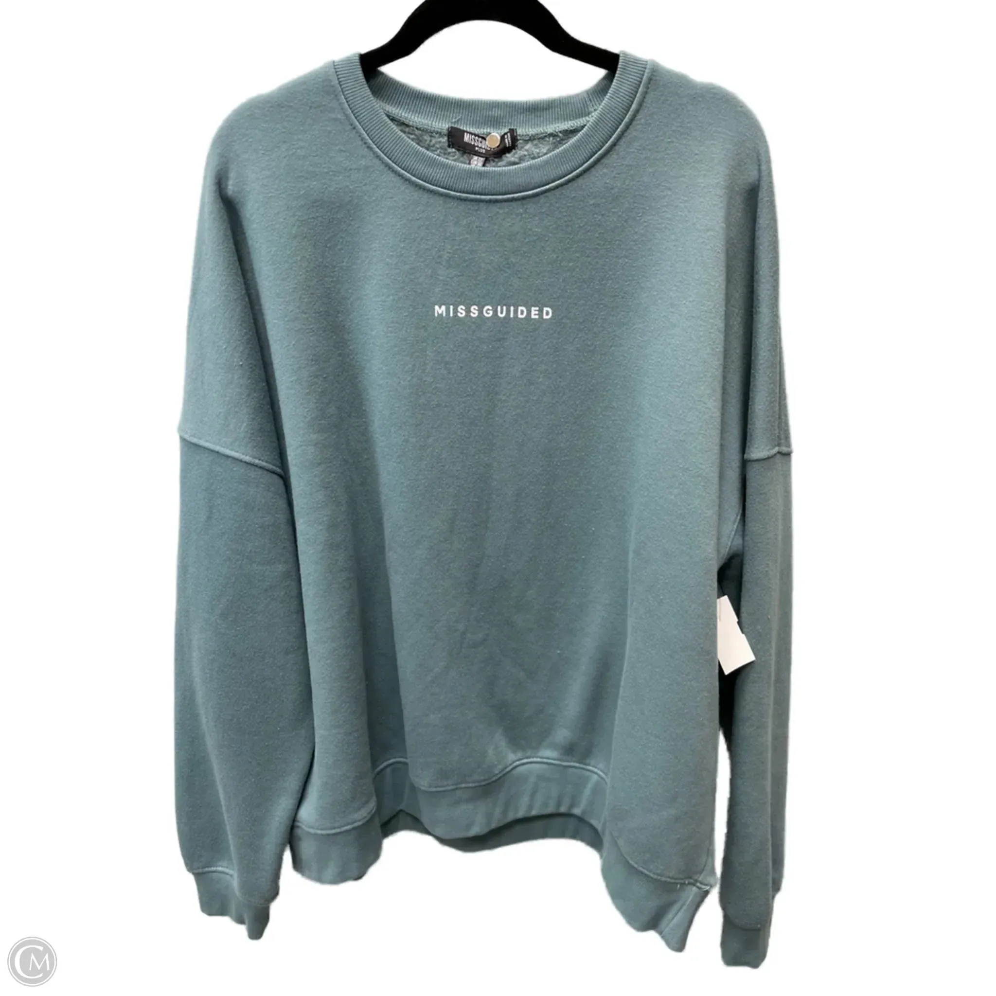 Sweatshirt Crewneck By Missguided In Teal, Size: 1x Energy Mood Sun Protection Fabric