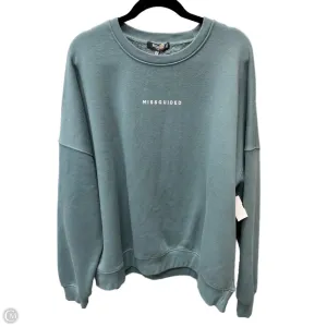 Sweatshirt Crewneck By Missguided In Teal, Size: 1x Energy Mood Sun Protection Fabric