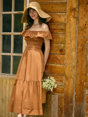 Snow Ready Island Vibe Ruffle Off Shoulder Women Maxi Dress