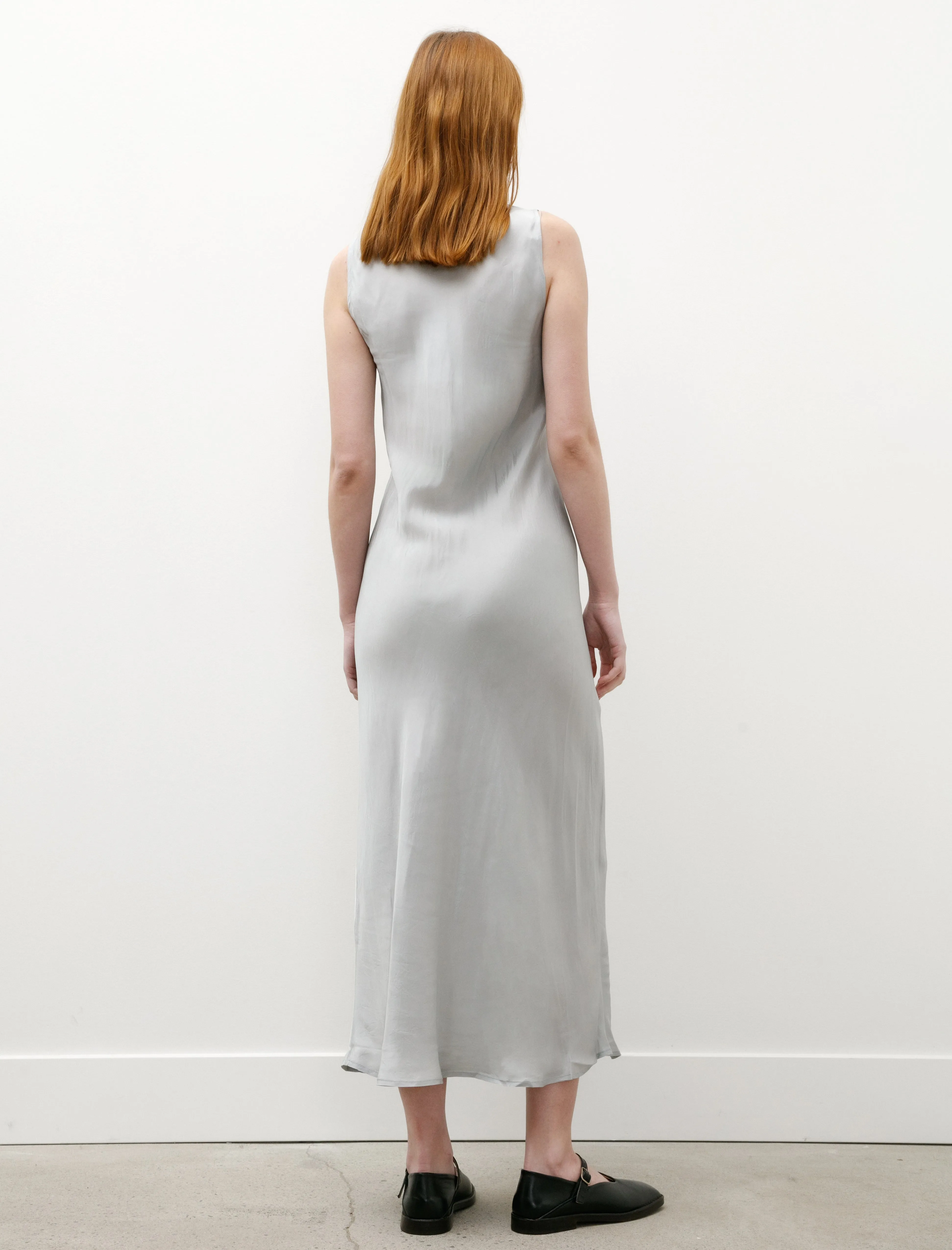 AntiPillingTechnology Activewear Clothing Sleeveless Long Dress Shiny Viscose Silver