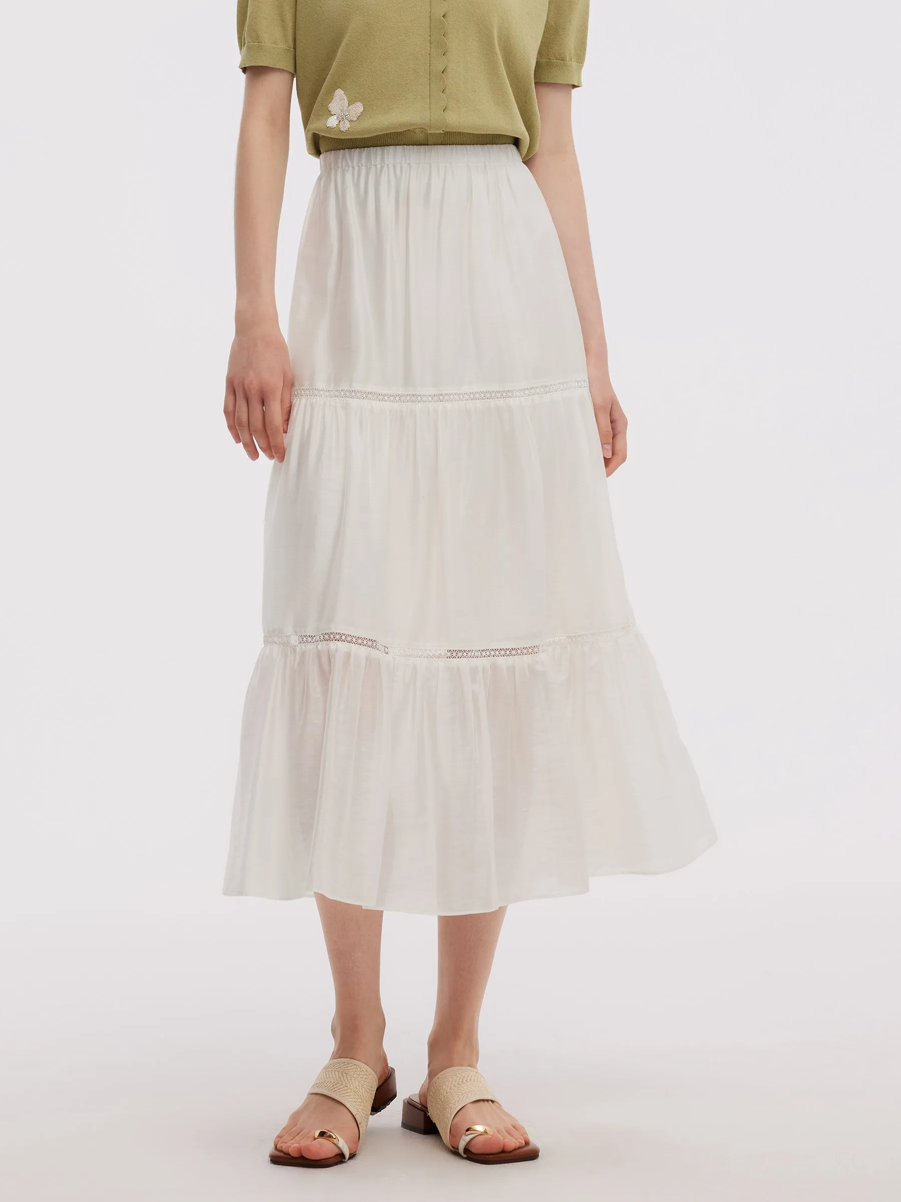 Tencel Blend Women A-Line Skirt Seasonal Layering