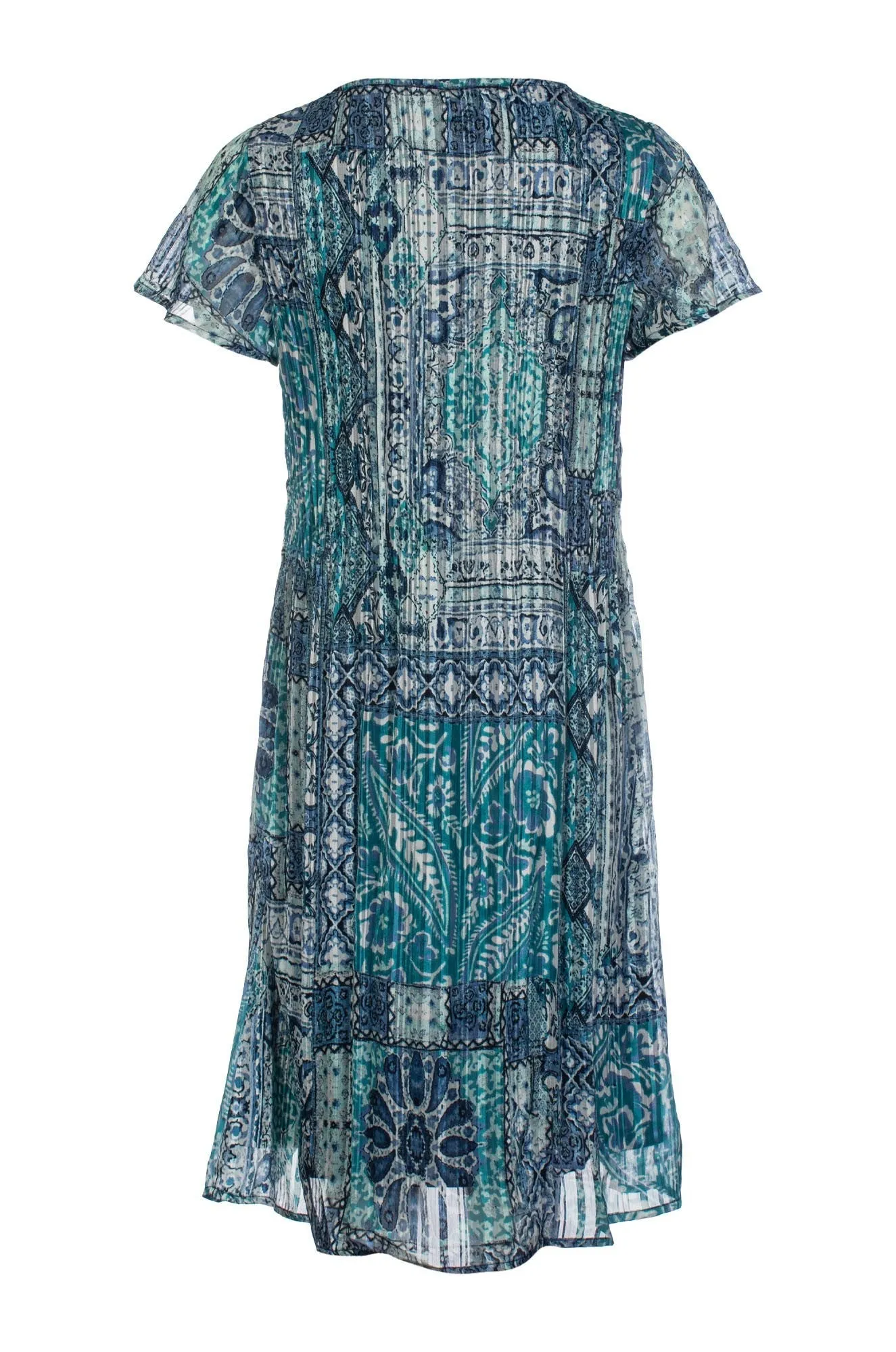 Windproof Outer Layer Dress | Mint Indigo Patchwork | 8573C1
