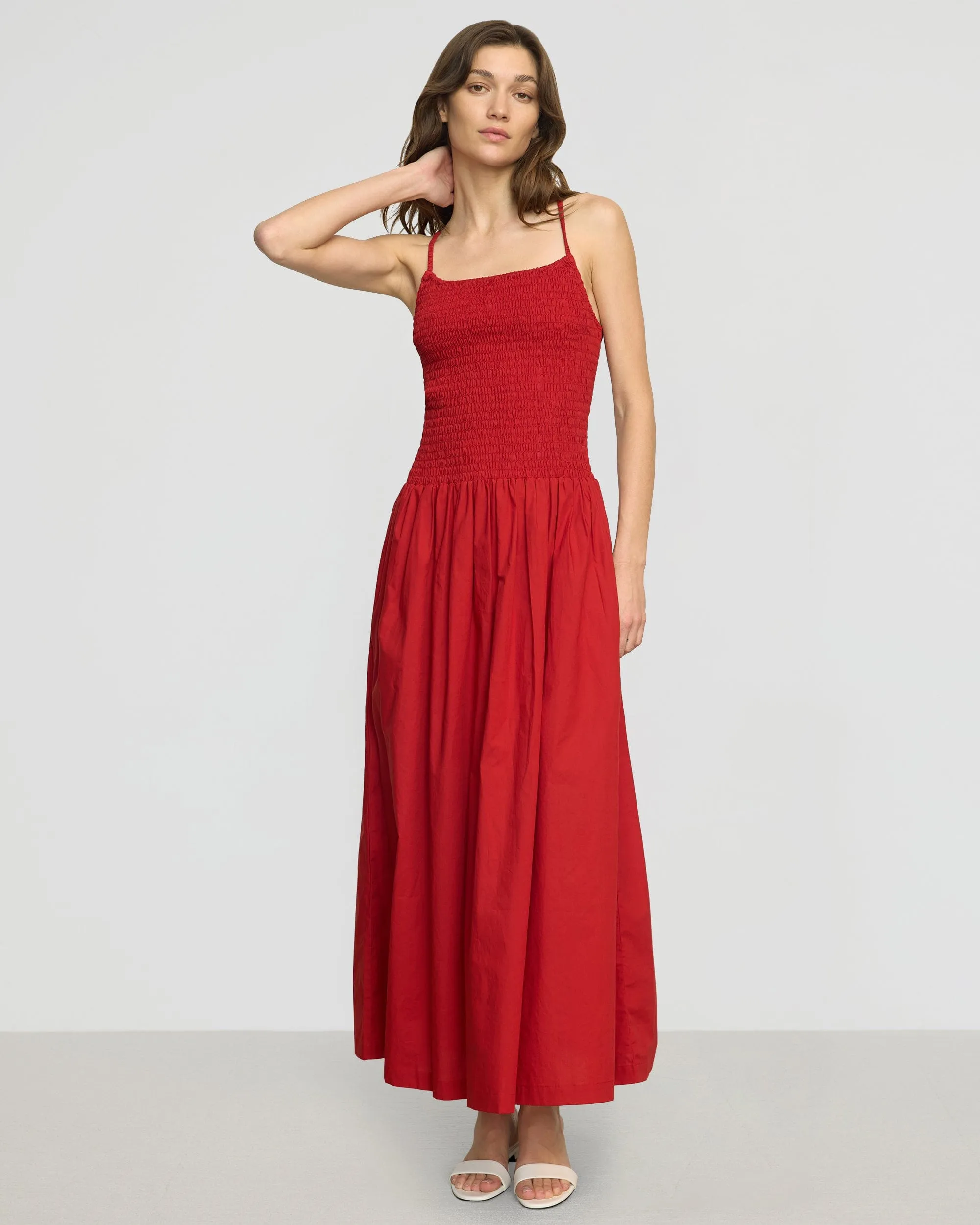 Venus Smocked Organic Cotton Midi Dress VersatileCuff