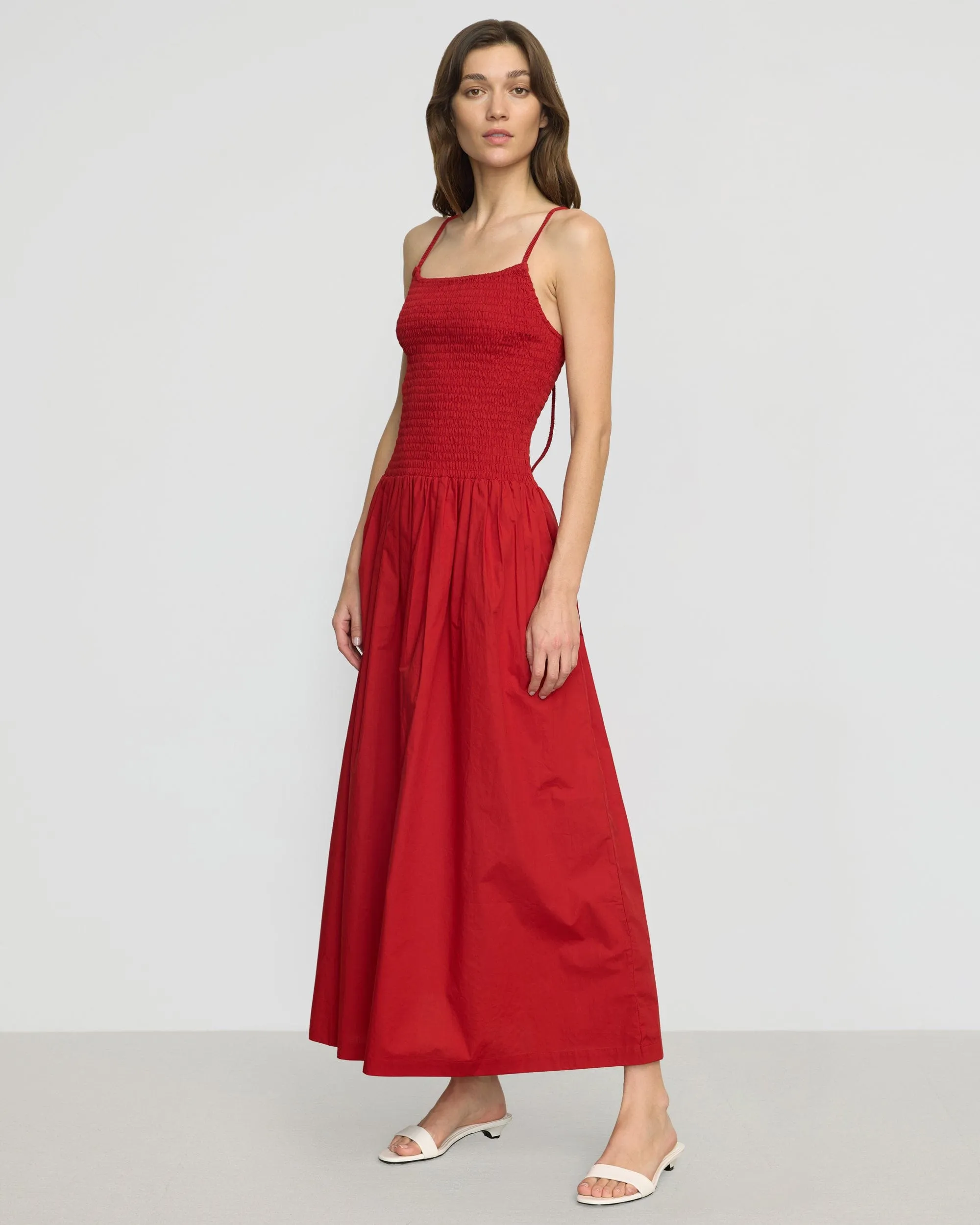 Comfort Look WearResistantHem Venus Smocked Organic Cotton Midi Dress