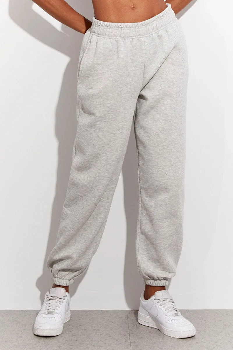 Sleek Design Non Iron Technology Grey Track Pants High Rise Jogger