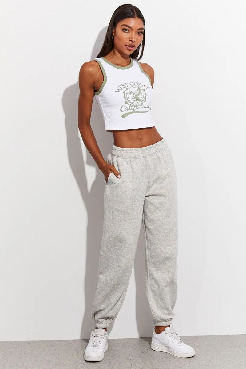 Functional Comfort Wear Grey Track Pants High Rise Jogger