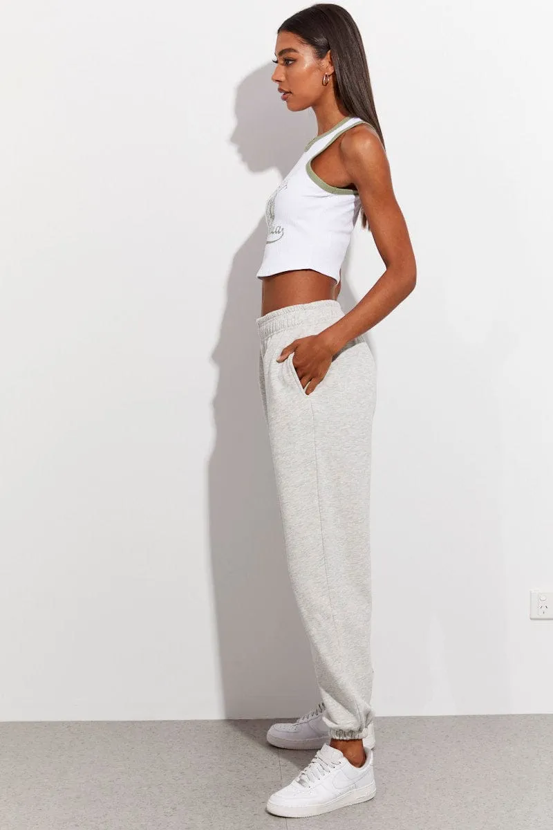 Grey Track Pants High Rise Jogger Simple and Cozy