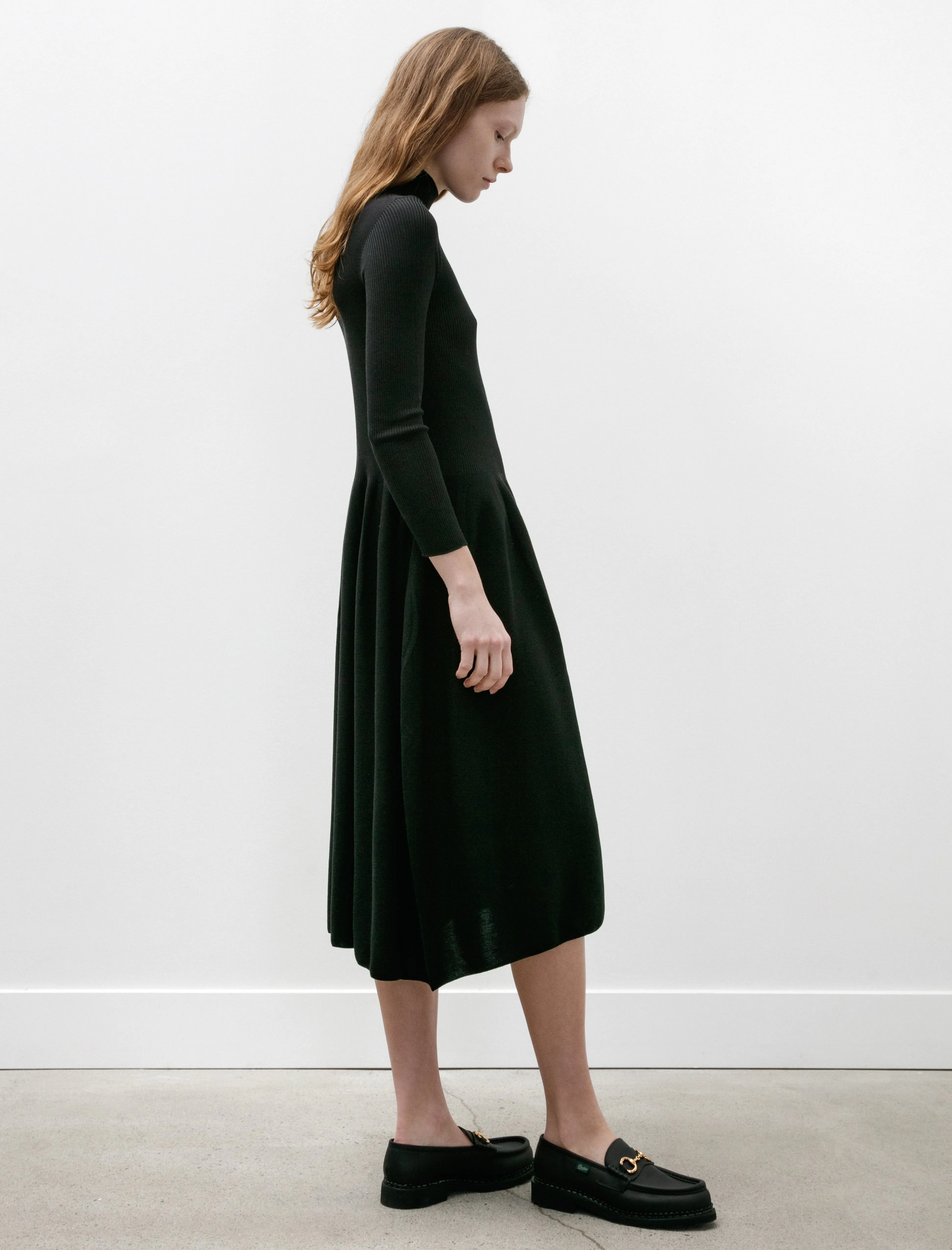 Silk Long Sleeve Dress Black Seasonal Style Layered Clothing