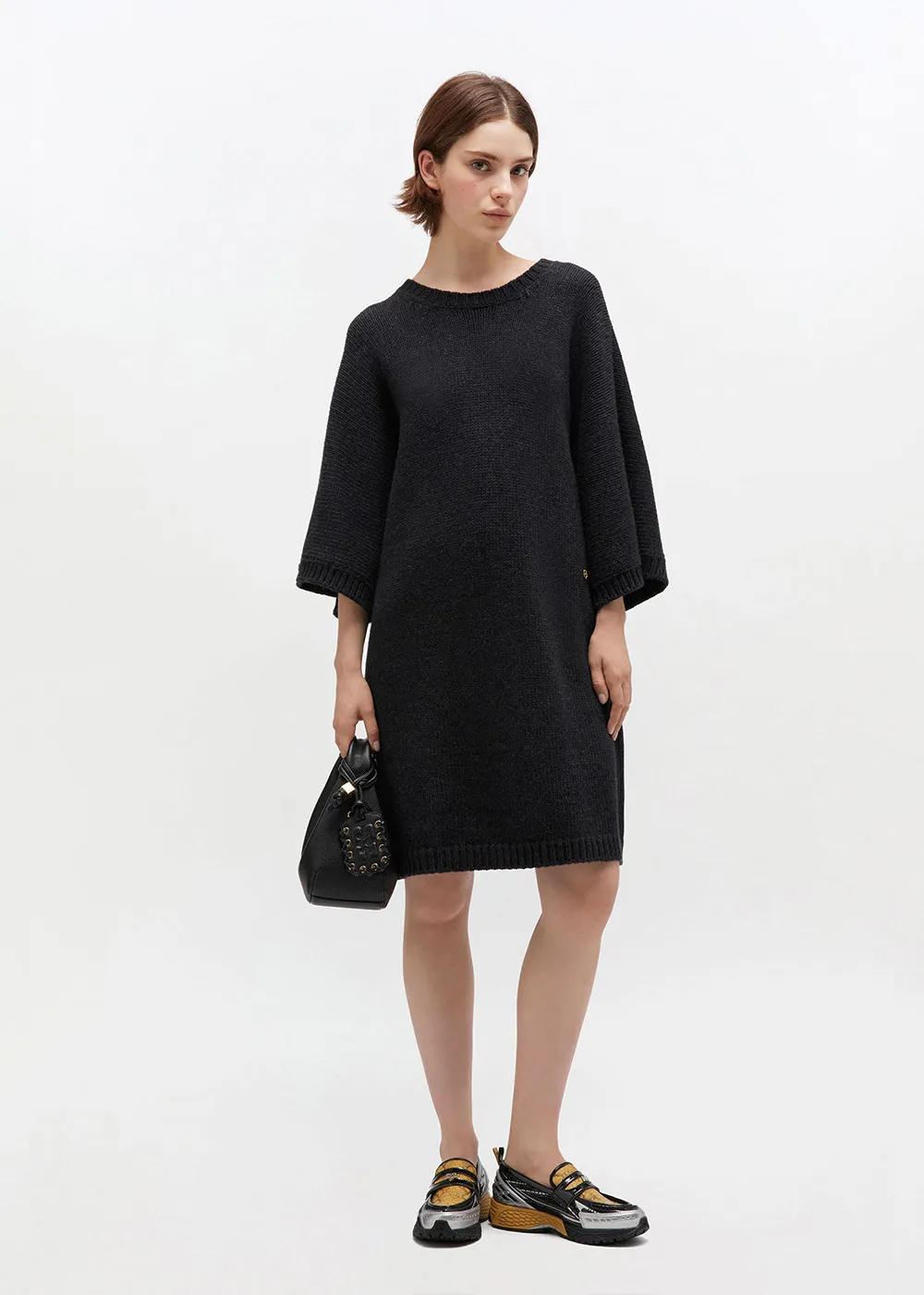 Chunky Wool Mix T-Shirt Dress Trendy Style Chorus Night