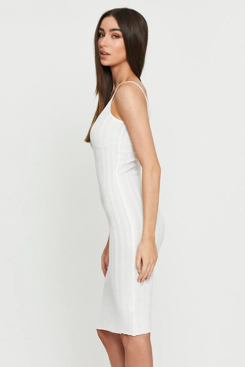 Fog Lane White Midi Dress Knit