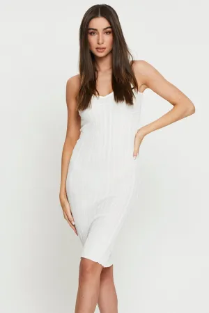 White Midi Dress Knit Wrinkle Resistant