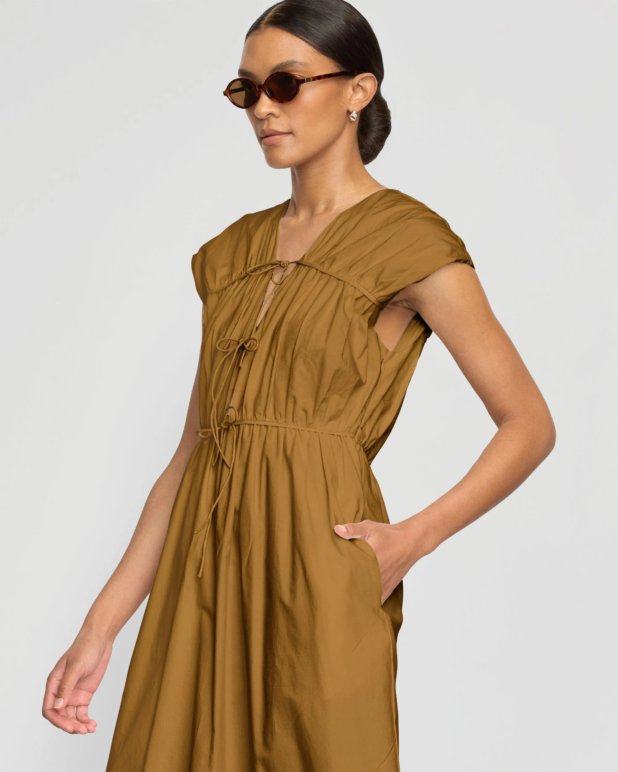 Shreya Tie-Front Organic Cotton Dress FlexFitTechnology Trust Glow