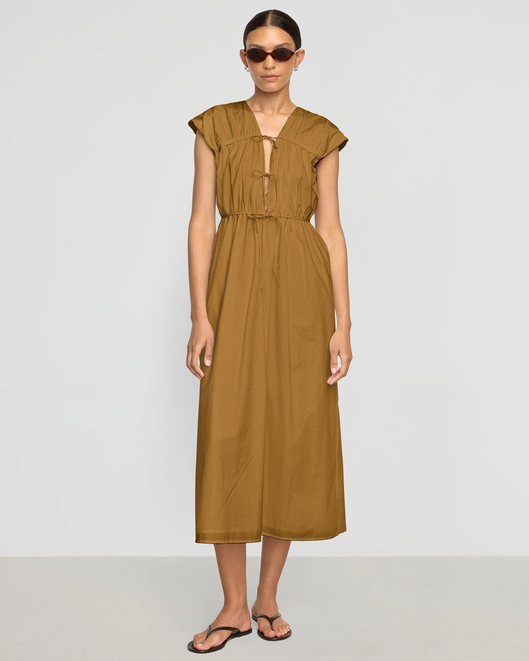 Shreya Tie-Front Organic Cotton Dress Functional Fashion Fall Core