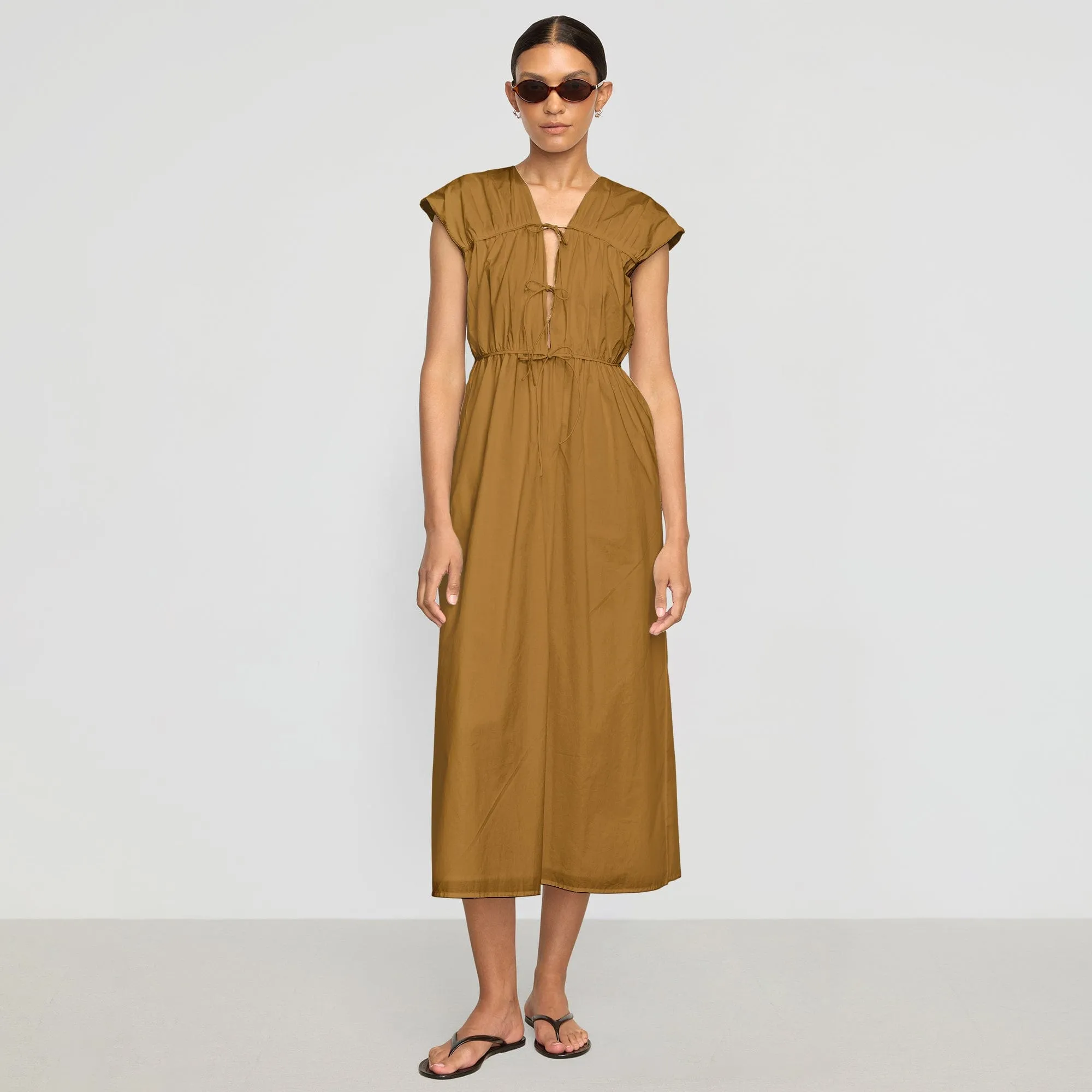 Smart Wear Shreya Tie-Front Organic Cotton Dress