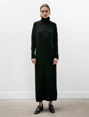 Easy Style Business Outfit Garment Dyed Cashmere Turtleneck Knit Dress Black