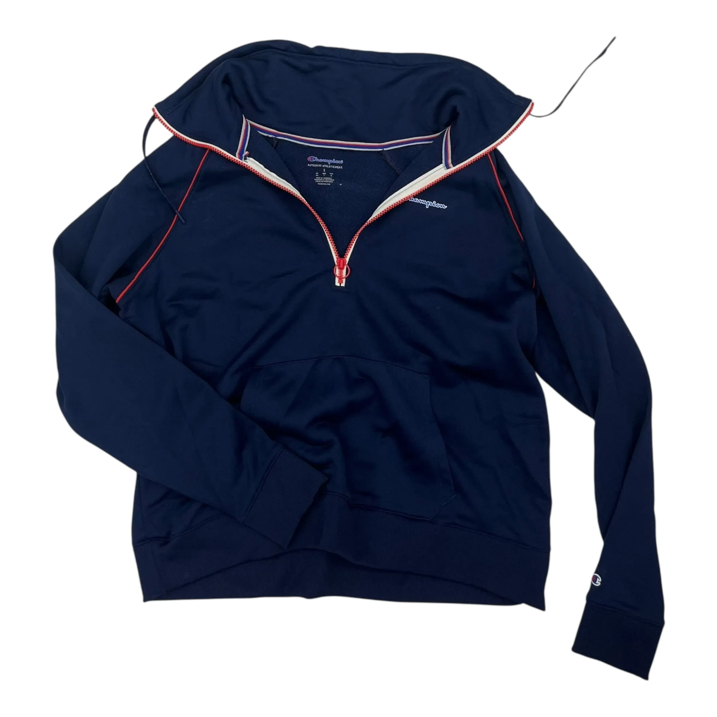 Shine Fit LowMaintenance Material SWEATSHIRT HOODIE by CHAMPION in BLUE, Size:L