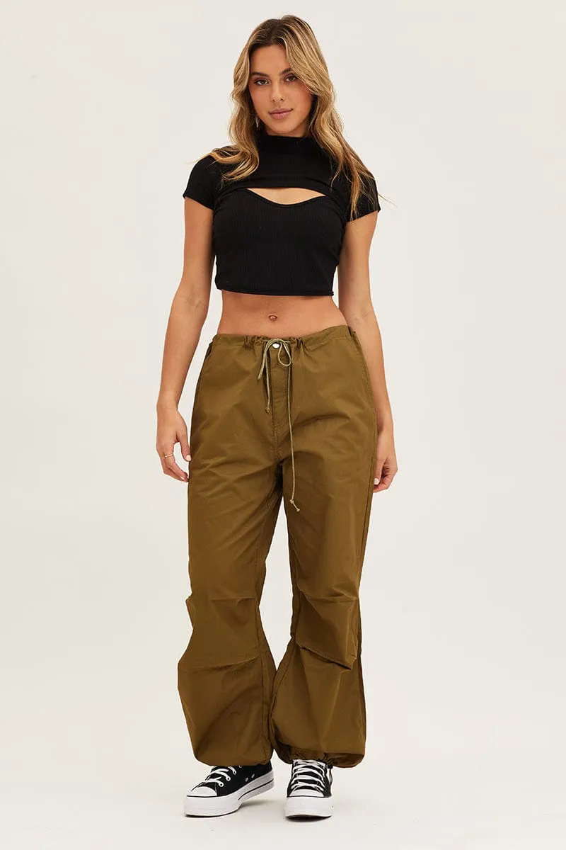 FlexFoamPadding Green Cargo Pants Low Rise