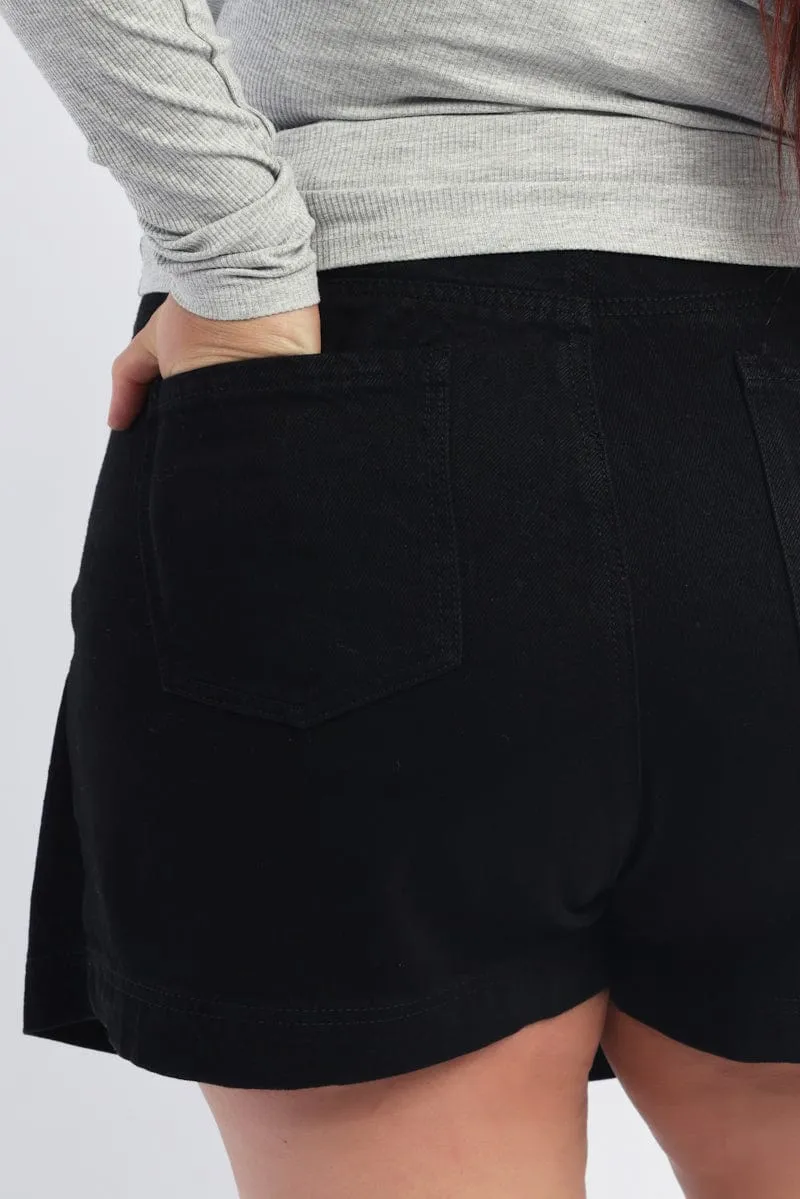 Black Skorts High Rise Refined Sophistication Suede Feel