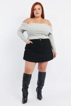 Opaque Lining Black Skorts High Rise