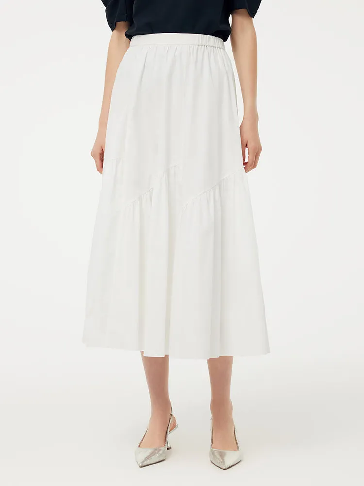 100% Cotton A-Line Elastic Waist Women Skirt Sporty Casual Crisp Edge