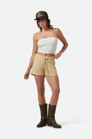Carefree Organic Garment Dyed Lounge Short - Pale Khaki rayon fabric