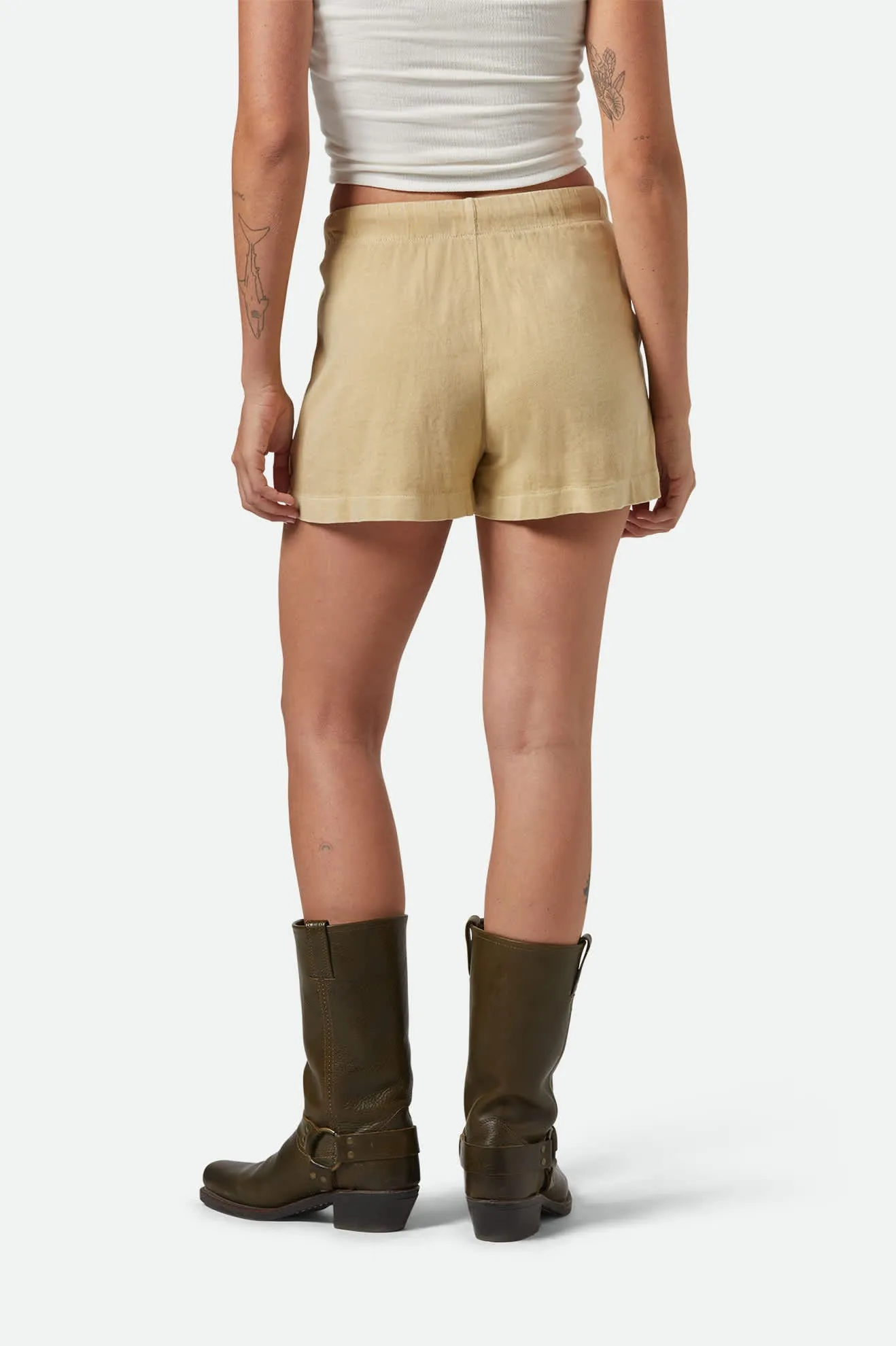 Chill Comfort Adjustable Drawcord Carefree Organic Garment Dyed Lounge Short - Pale Khaki