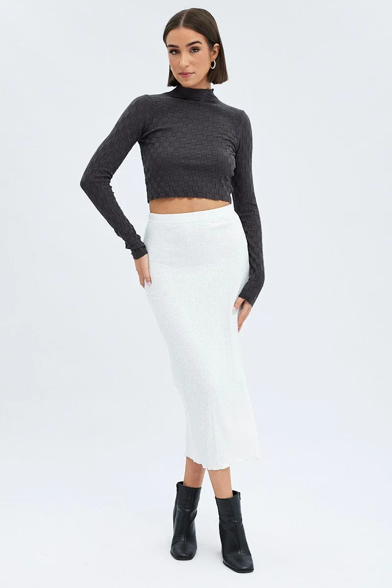 White Maxi Skirt Side Slit Modern Design Weekend Look