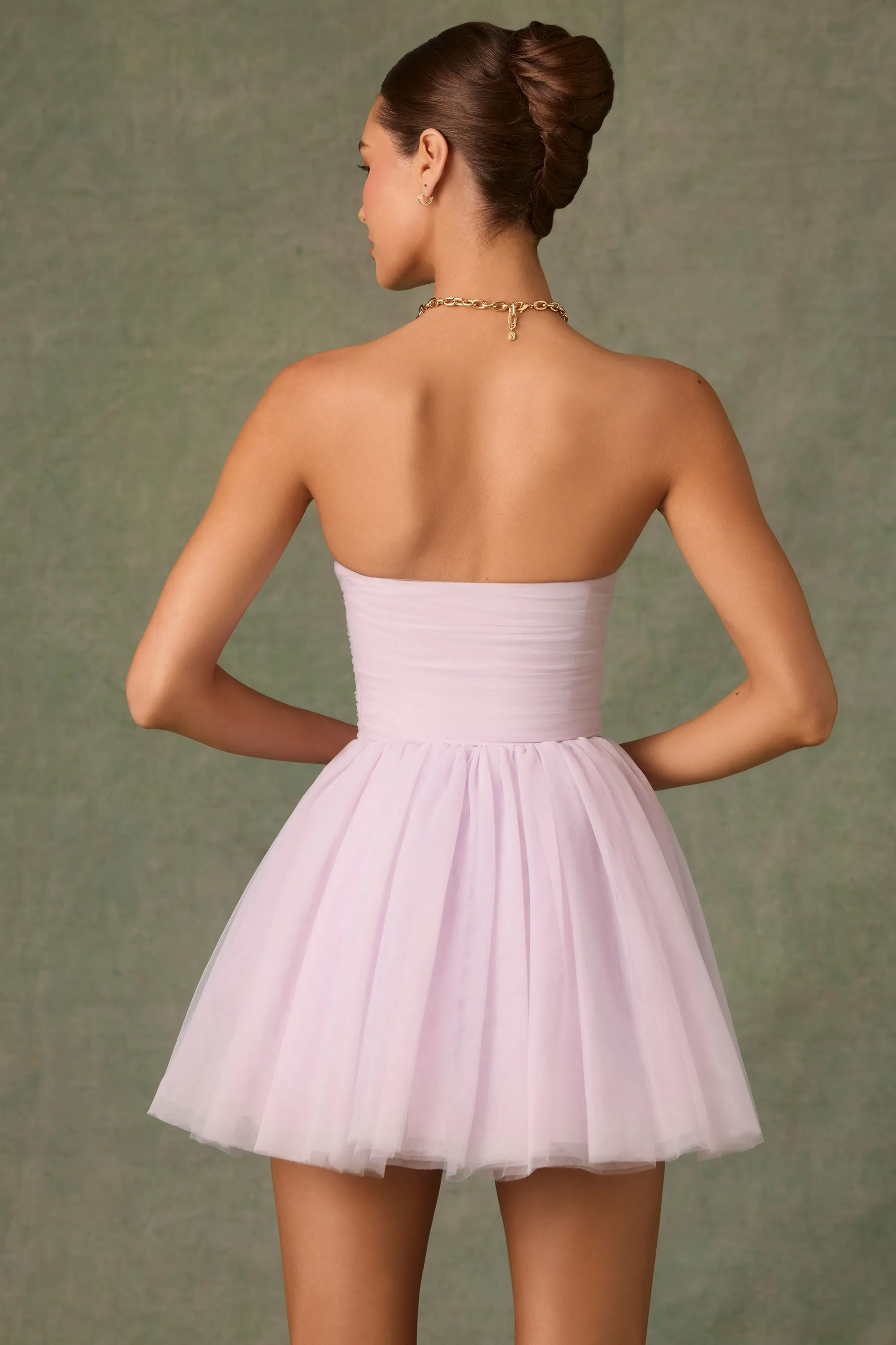 Chic Look Shine Glow Tulle Corset Mini Dress in Lilac