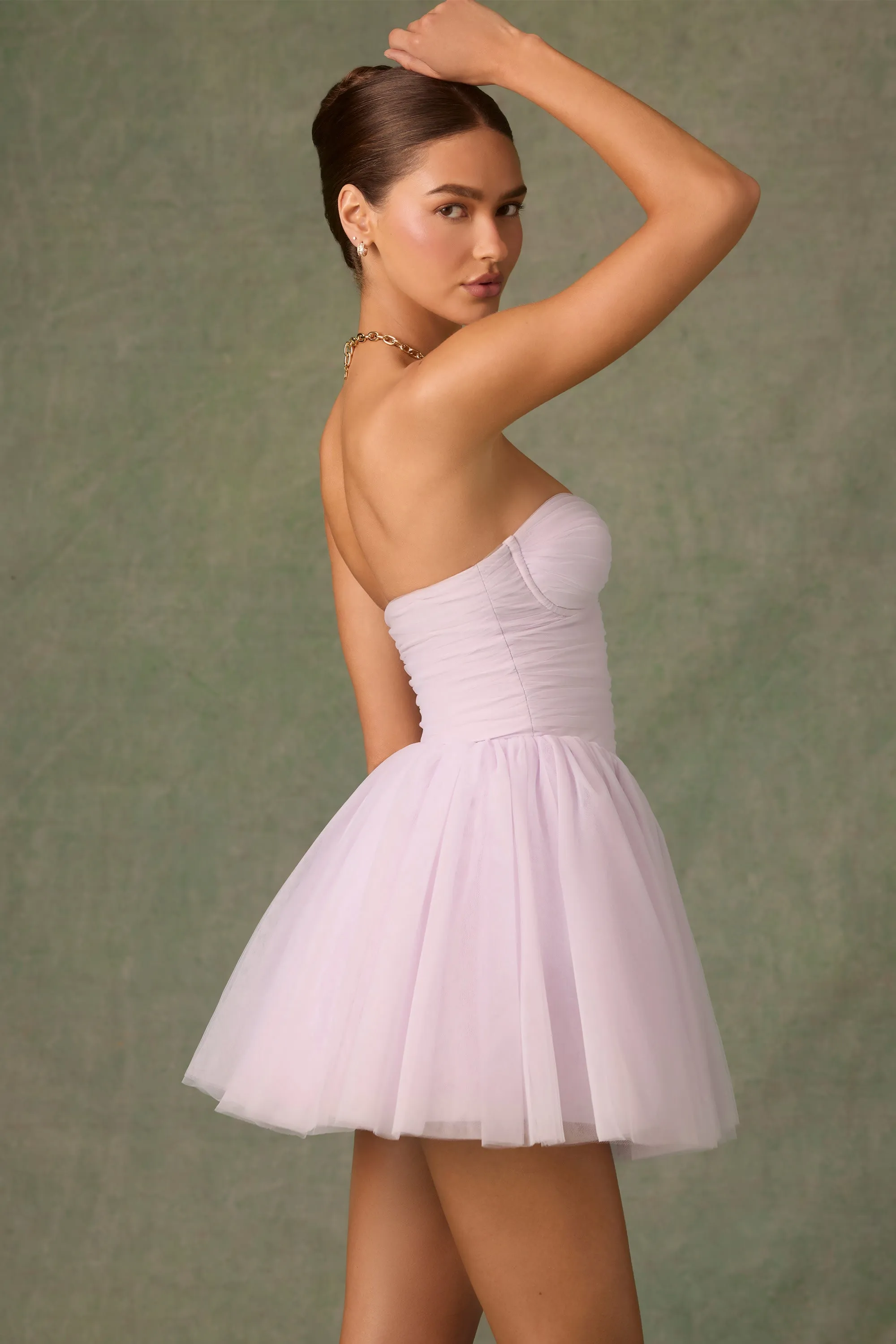 Hot Season Glam Power Tulle Corset Mini Dress in Lilac