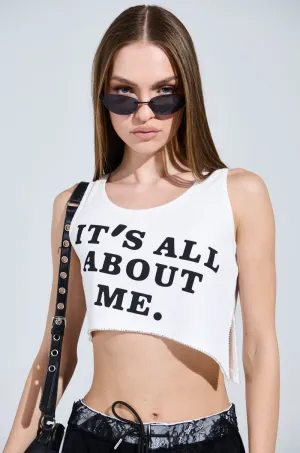 MultiPocket Design IT'S ALL ABOUT ME CROPPED RIBBED TANK TOP