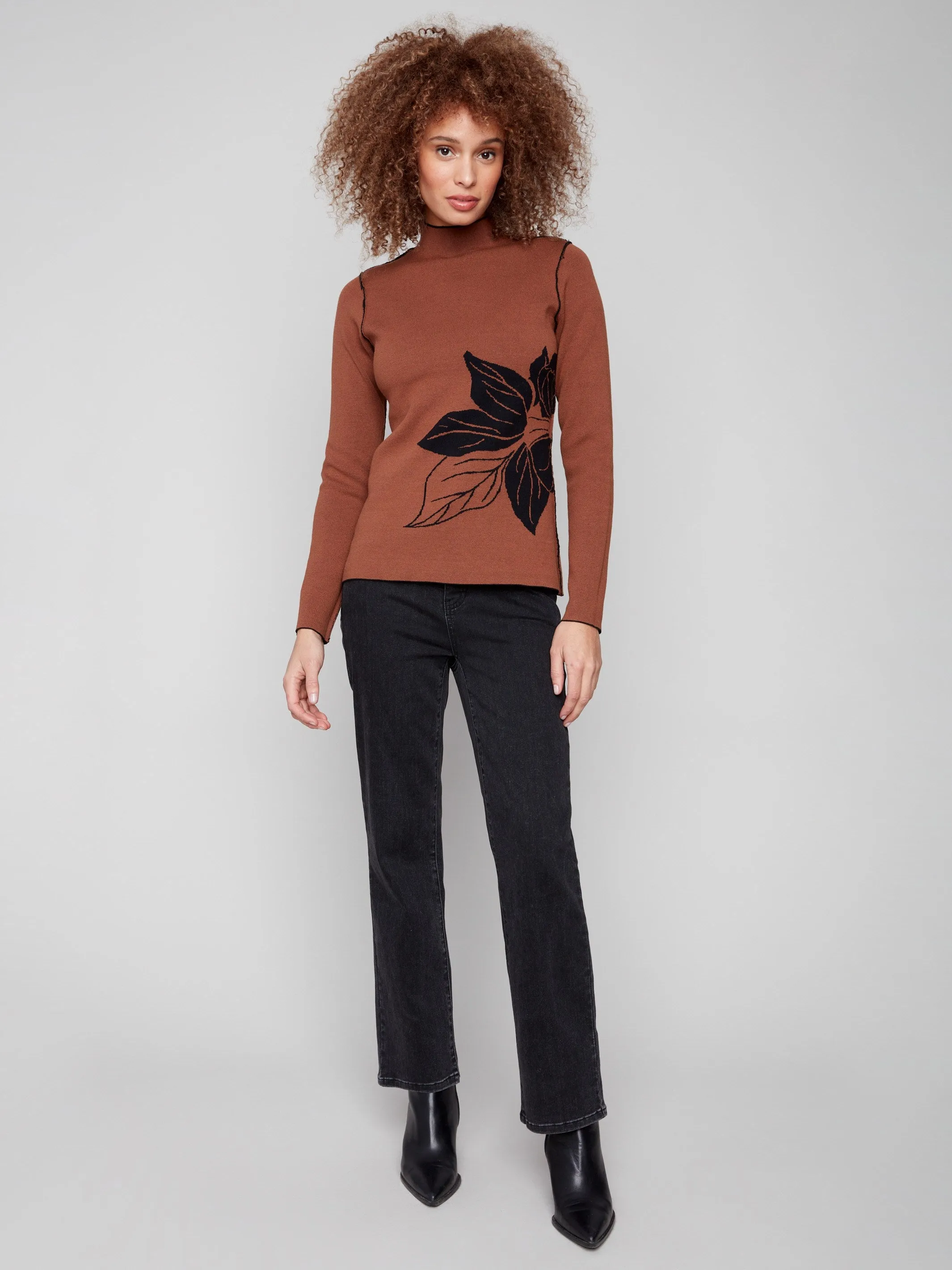 Reversible Mock Neck Sweater - Cacao Cozy Warmth Snug Layers