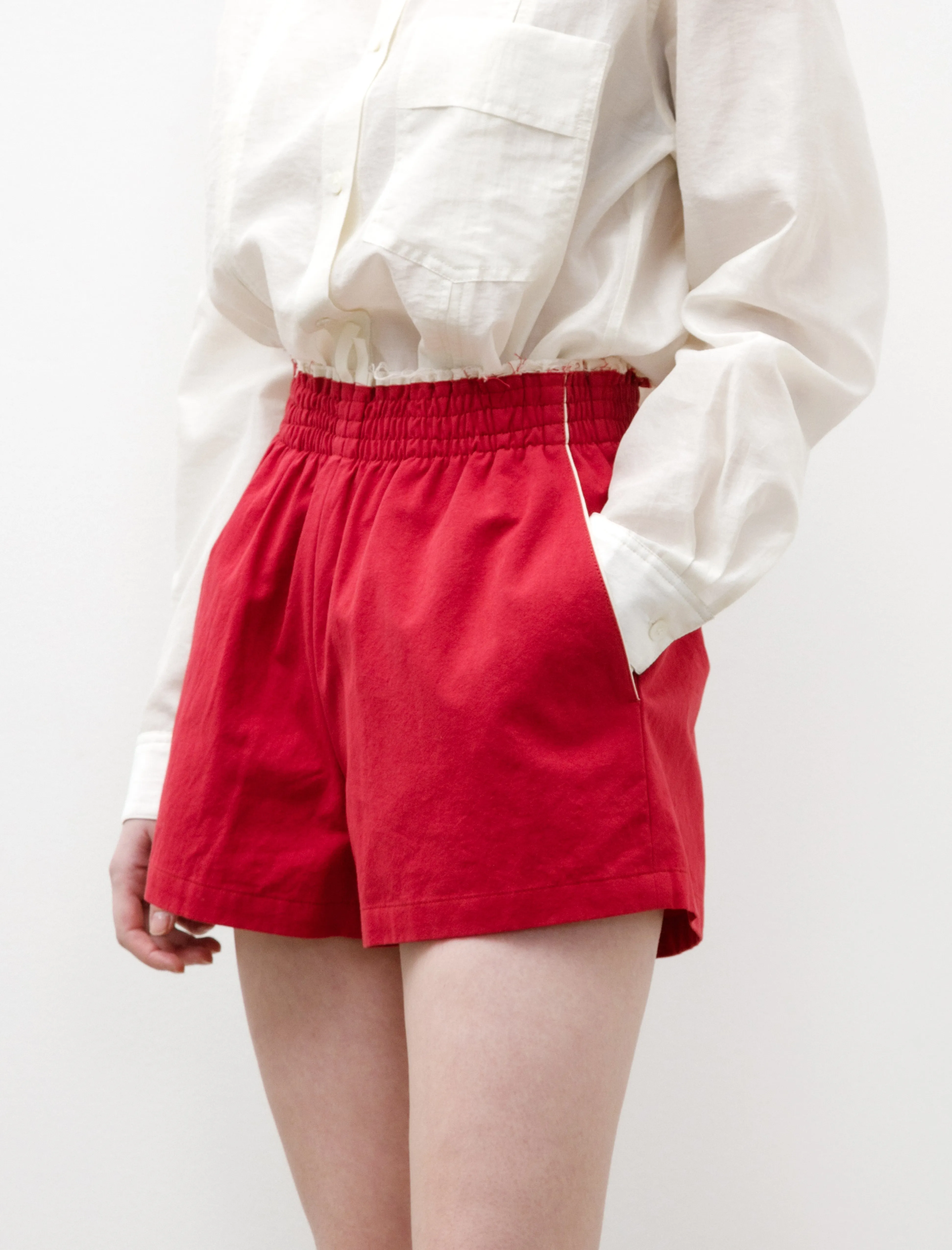 Light Wear Weekend Outing Shorty Shorts Sunny Dried Canvas Red