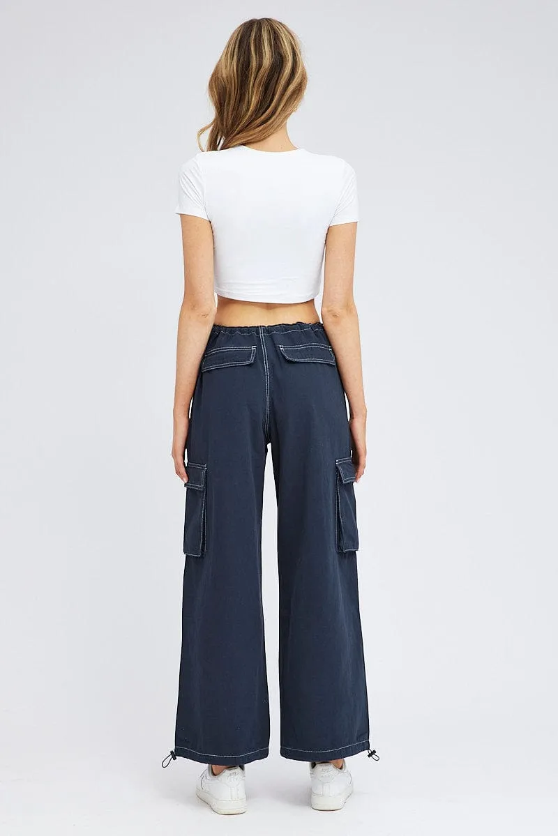 Perfect Layer Blue Parachute Pants Low Rise