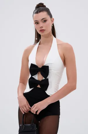 LOVE IS REAL BOW HALTER TOP high - level safety certification mid range market users