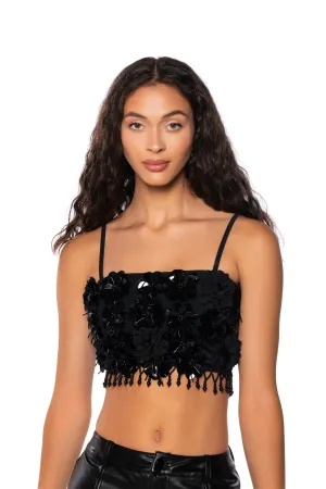 THE LUXE LIFE SEQUIN FLOWERS CROP TOP Soft Smooth