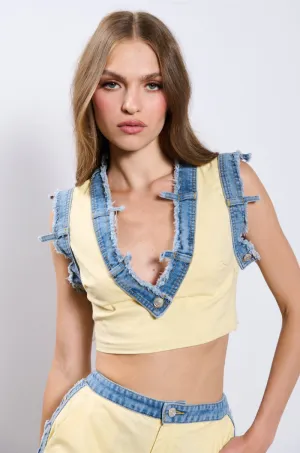 high intensity conflict DO YOU LOVE ME TANK WITH DENIM LINING