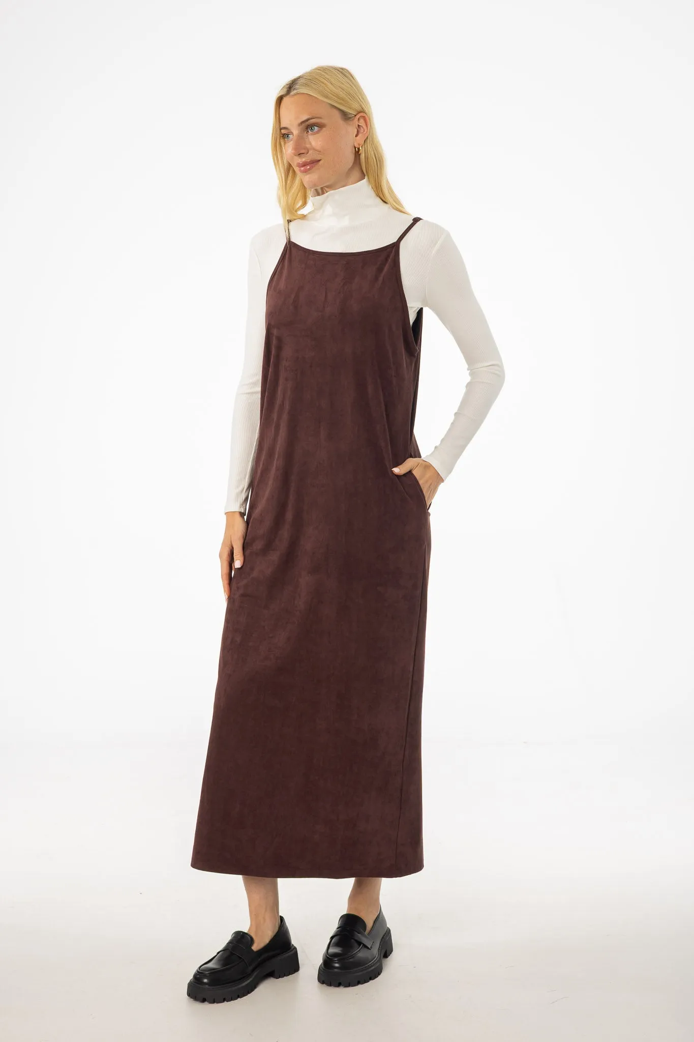 Relaxed Blouse Maroon Microsuede Maxi Jumper