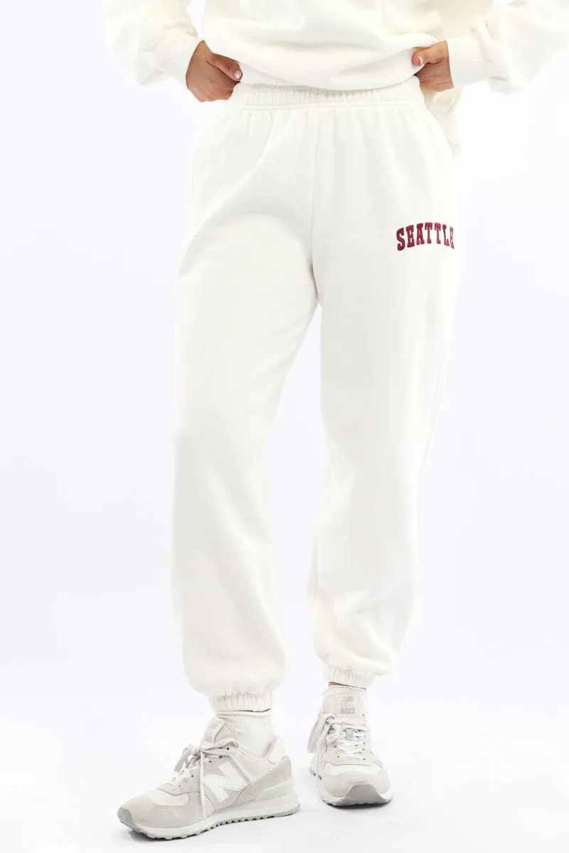 White Track Pants Jogger Core Flex RecycledMaterial