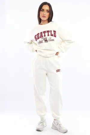 White Track Pants Jogger Relaxed Comfort Wear