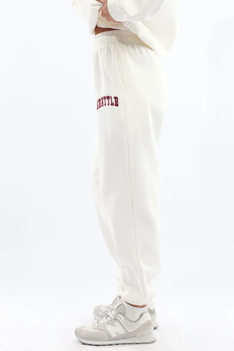 Comfortable Movement White Track Pants Jogger