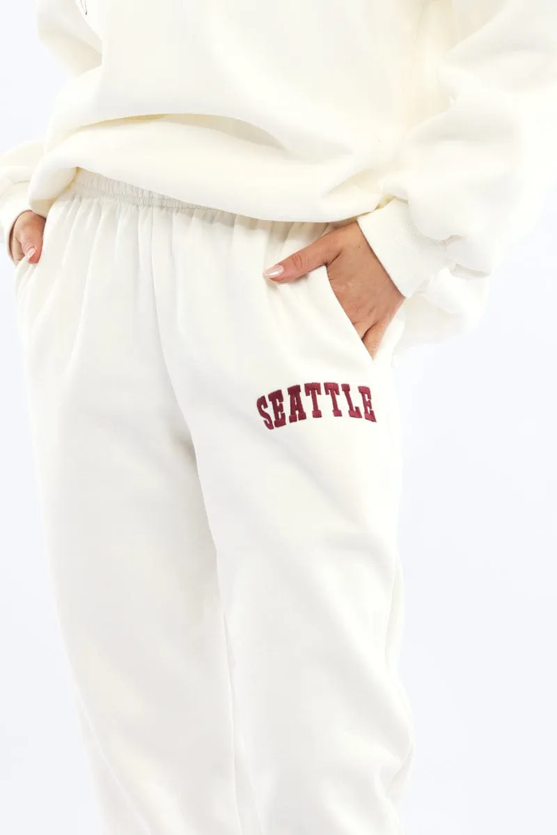 White Track Pants Jogger Smart Style