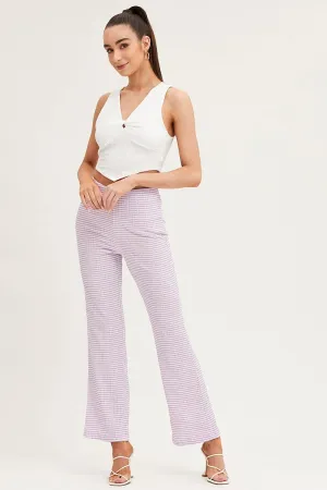 Check High Rise Pants Straight Leg Fashion Staple