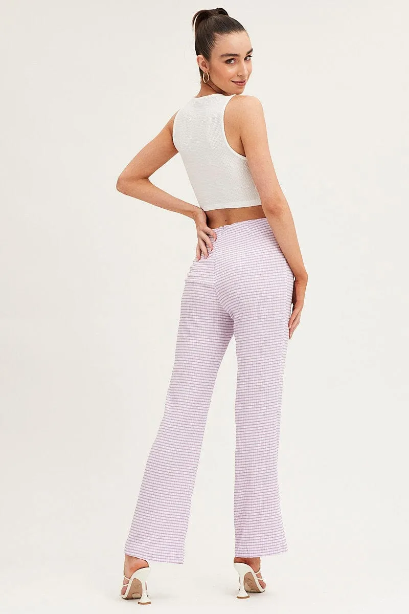 Check High Rise Pants Straight Leg All-Day Wear