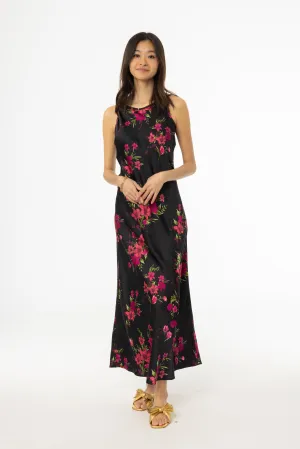 Magenta Floral Printed Slip Dress Casual Bottoms Handmade Glow