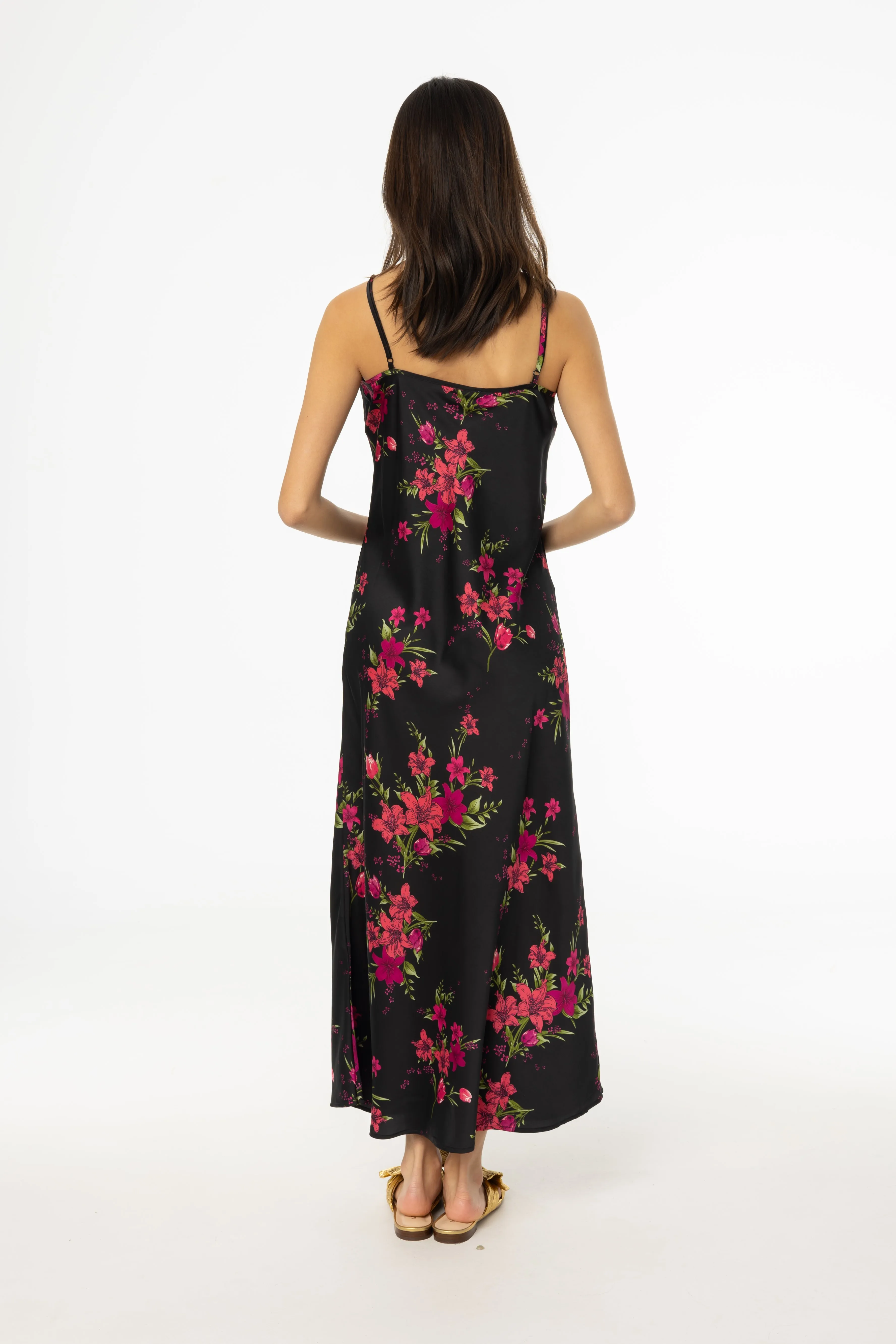 Ethic Core Antibacterial Treatment Magenta Floral Printed Slip Dress